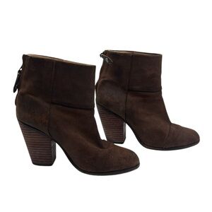 rag & bone Brown Leather Block Heel Ankle Booties Size 37
